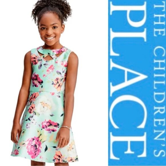 The Children's Place | Sleeveless Floral Print Cut Out Dress | Size 14 - Picture 1 of 10